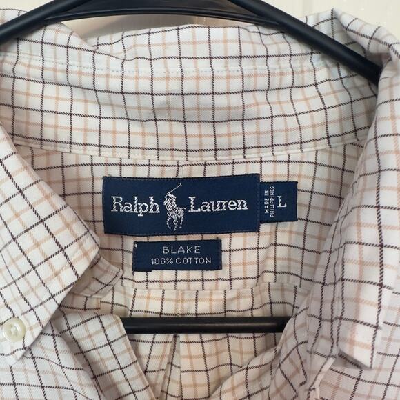 Ralph Lauren Blake Men’s Button Down Dress Shirt Size L Plaid Pony Logo Preppy - Picture 4 of 8